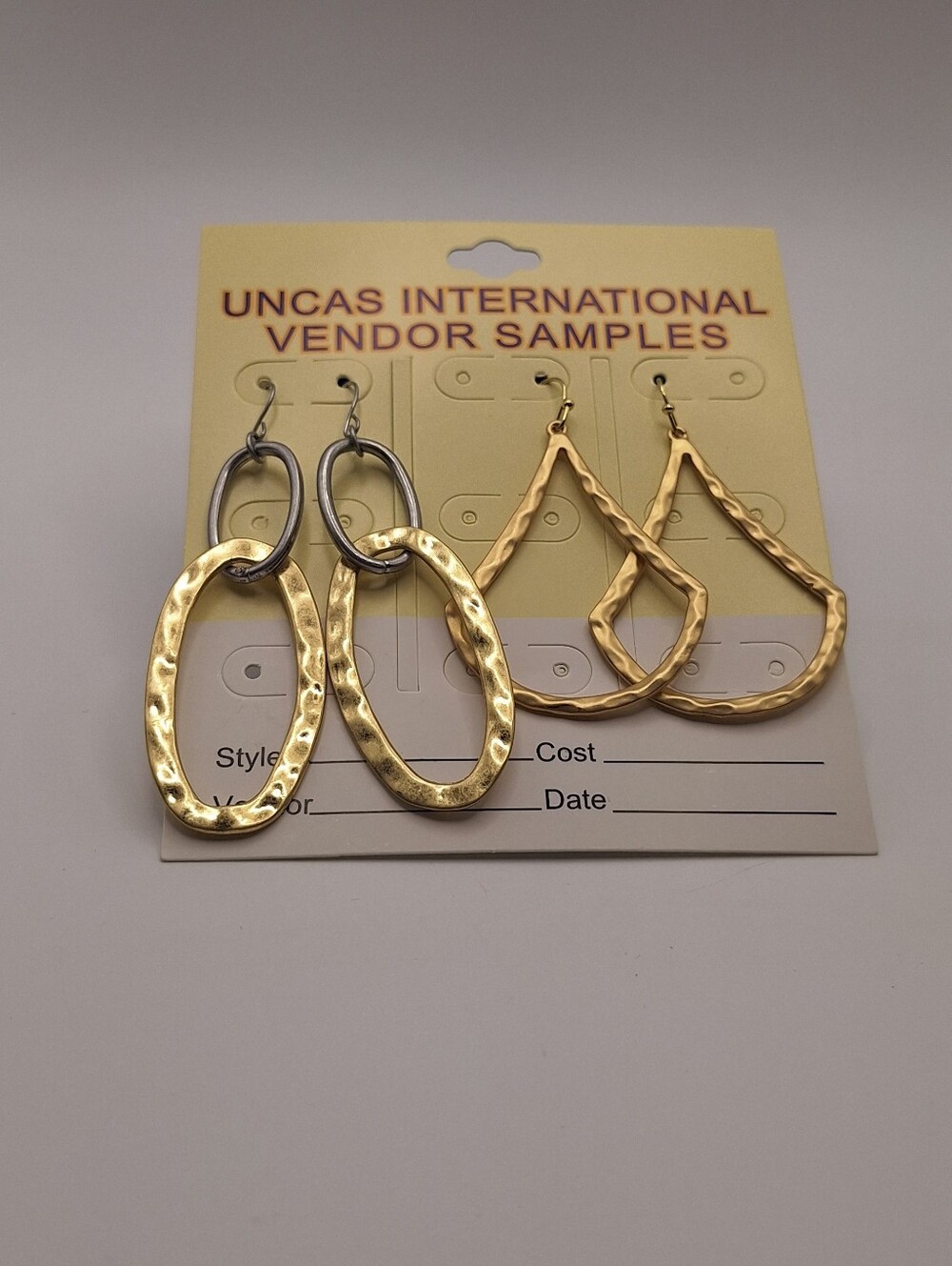 Gold-Tone Hammered Drop Earrings Set